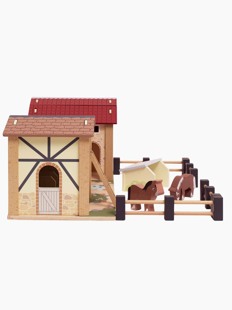 Wooden Toy Farmyard Stables Playset