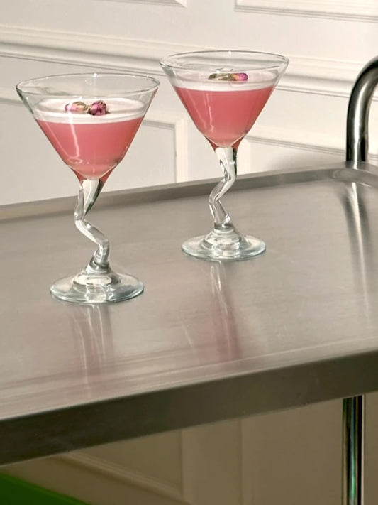 Curved Stem Cocktail Glasses Set of 2