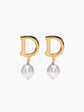 Gold Pearl Letter Earrings