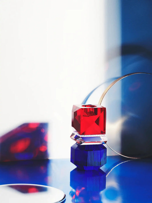 Red and Blue Crystal Tea Light Holder