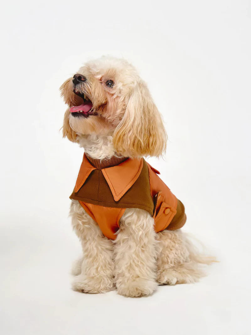 Orange Fleece Quilted Dog Coat