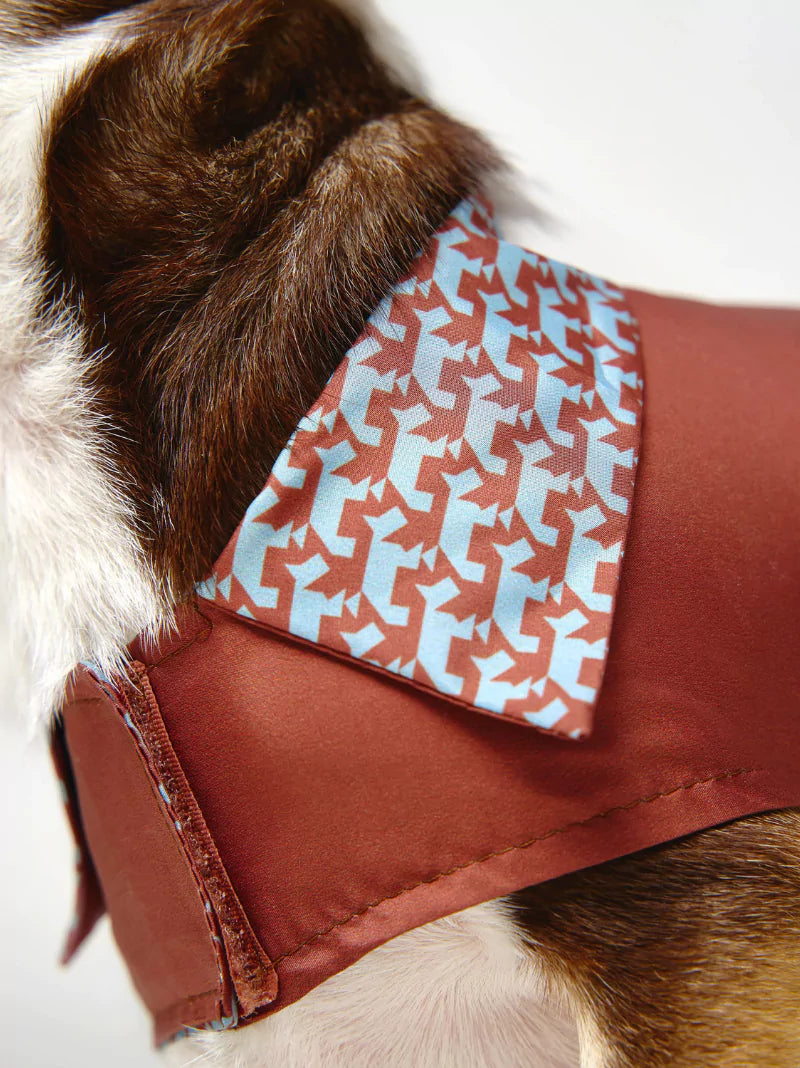 Brown Reversible Pattern Dog Coat