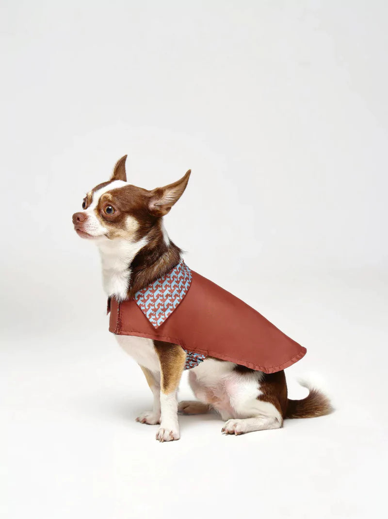 Brown Reversible Pattern Dog Coat