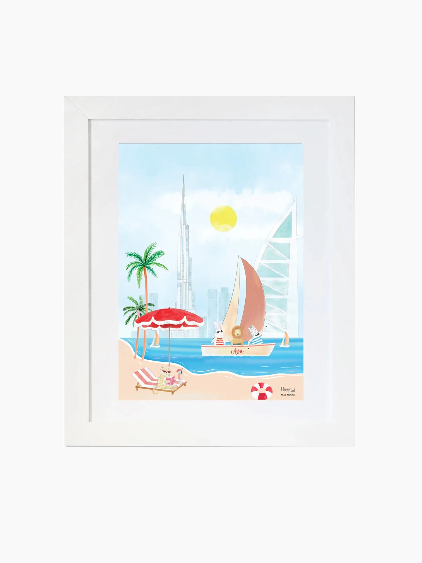 Personalised Boat of Dubai Kids Art Print