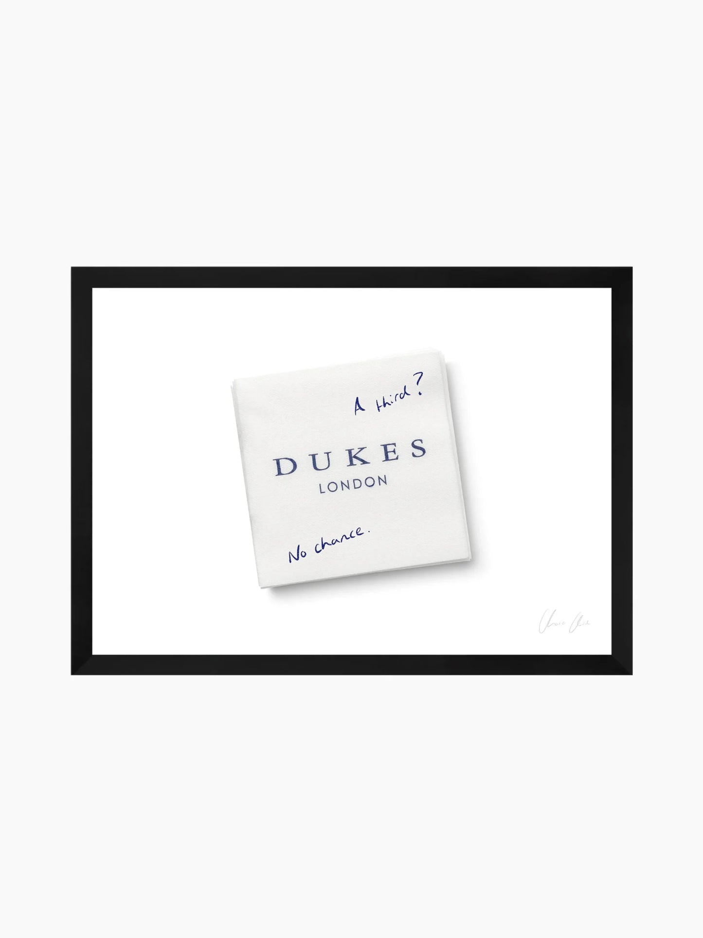 Napkin at Dukes i Framed Art Print