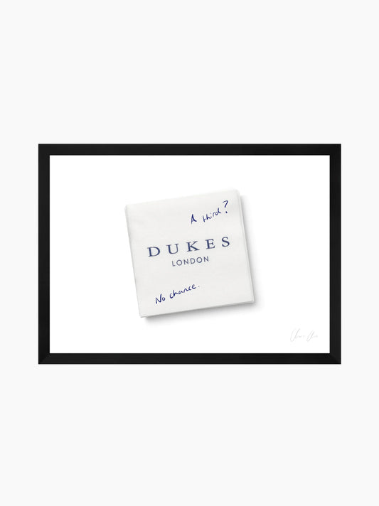 Napkin at Dukes i Framed Art Print