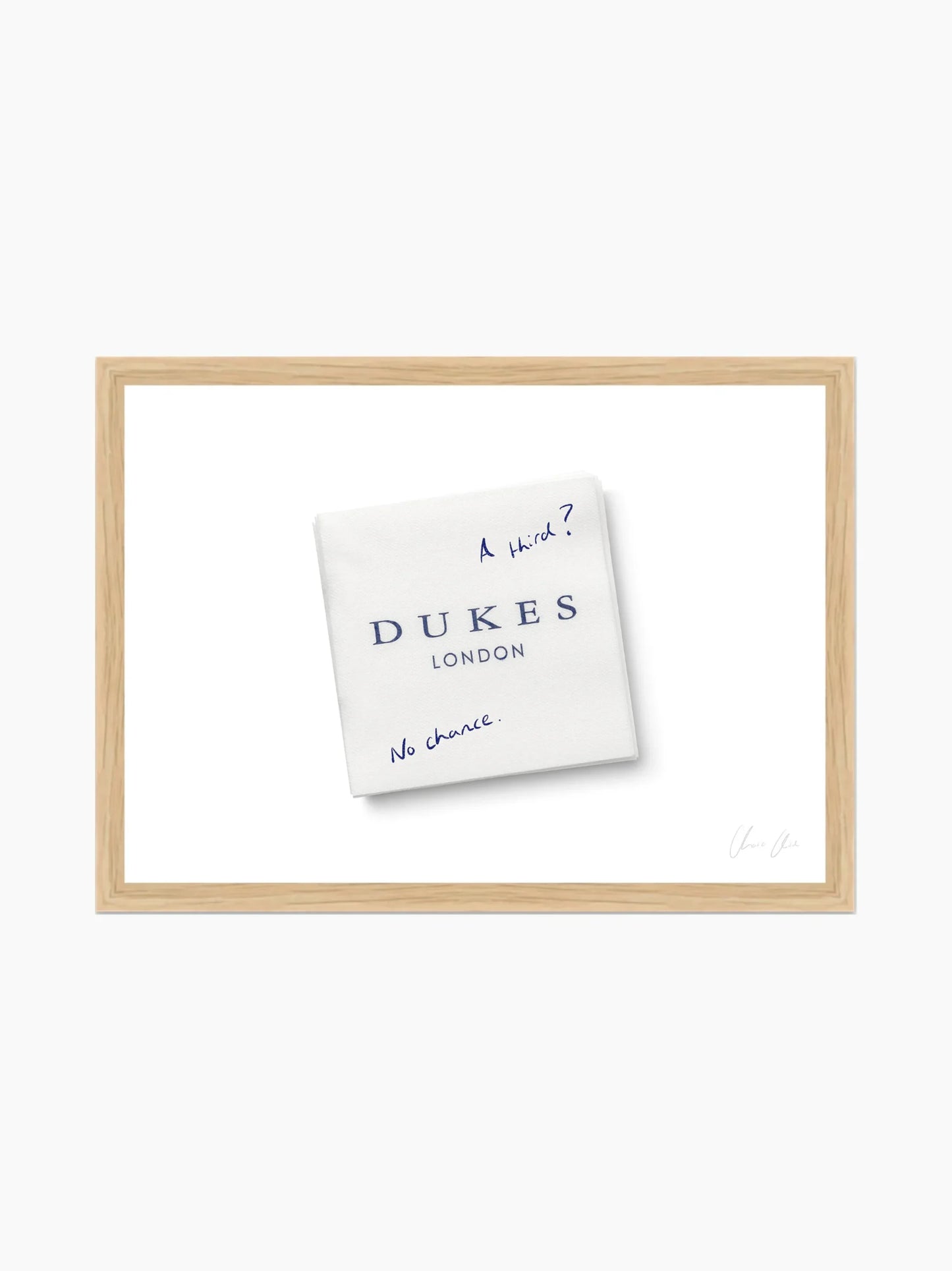 Napkin at Dukes i Framed Art Print