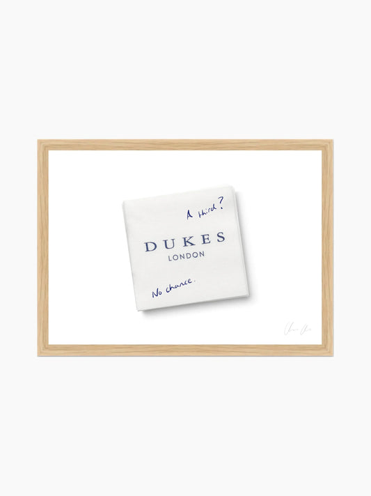 Napkin at Dukes i Framed Art Print