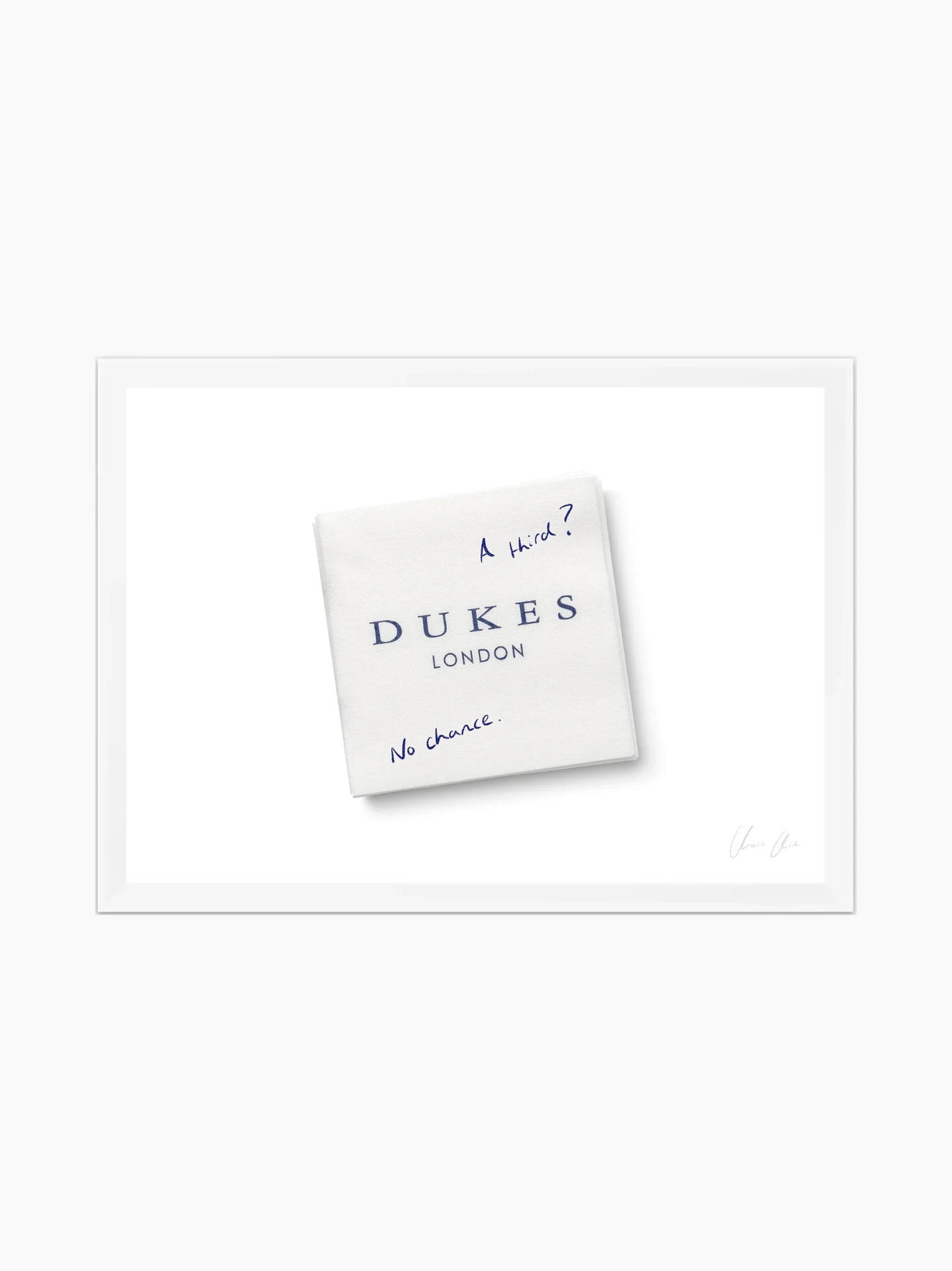Napkin at Dukes i Framed Art Print