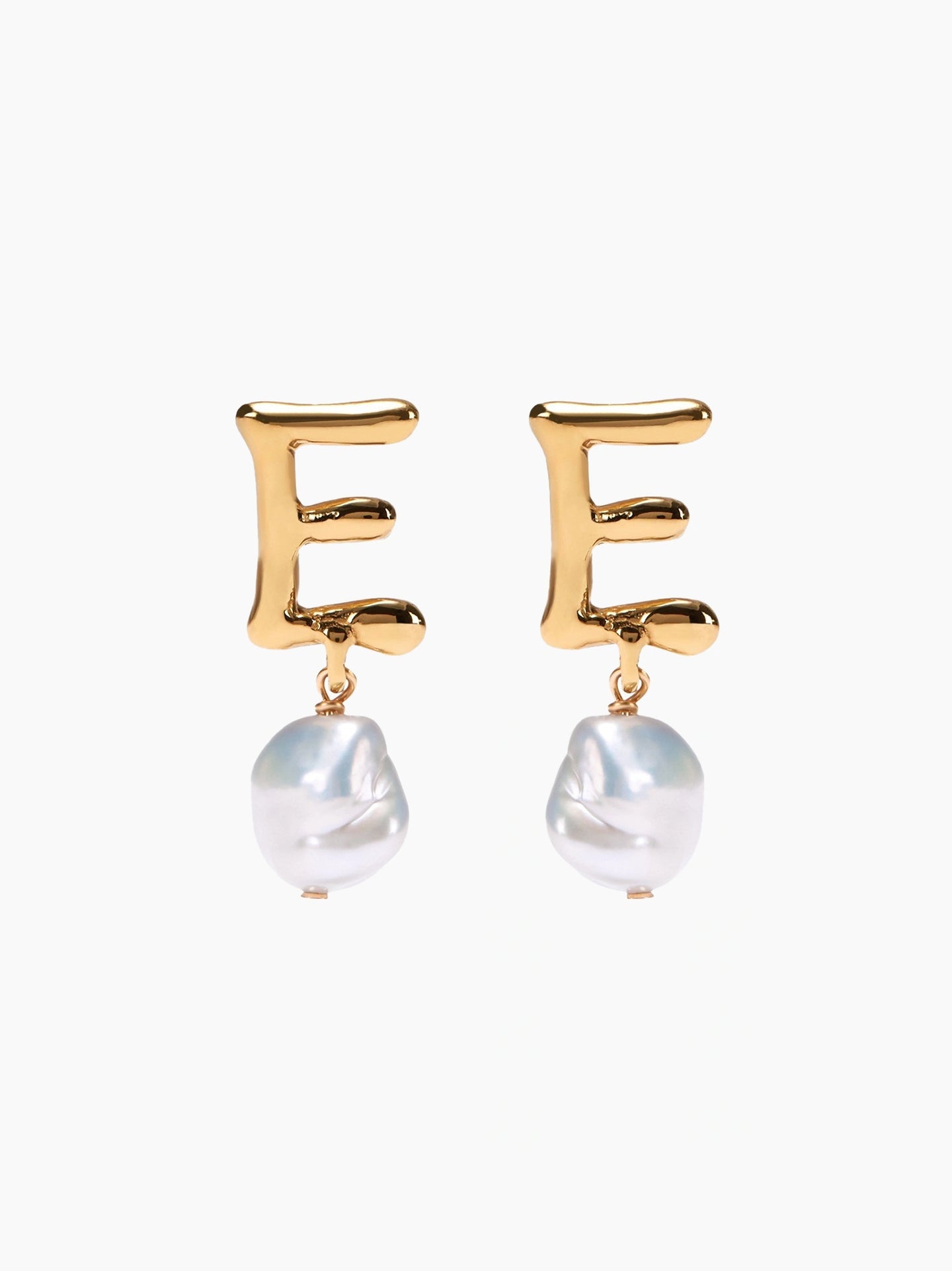 Gold Pearl Letter Earrings