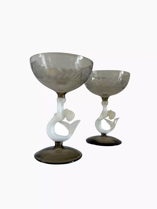 Set of 2 Art Deco Mermaid Spirit Glasses