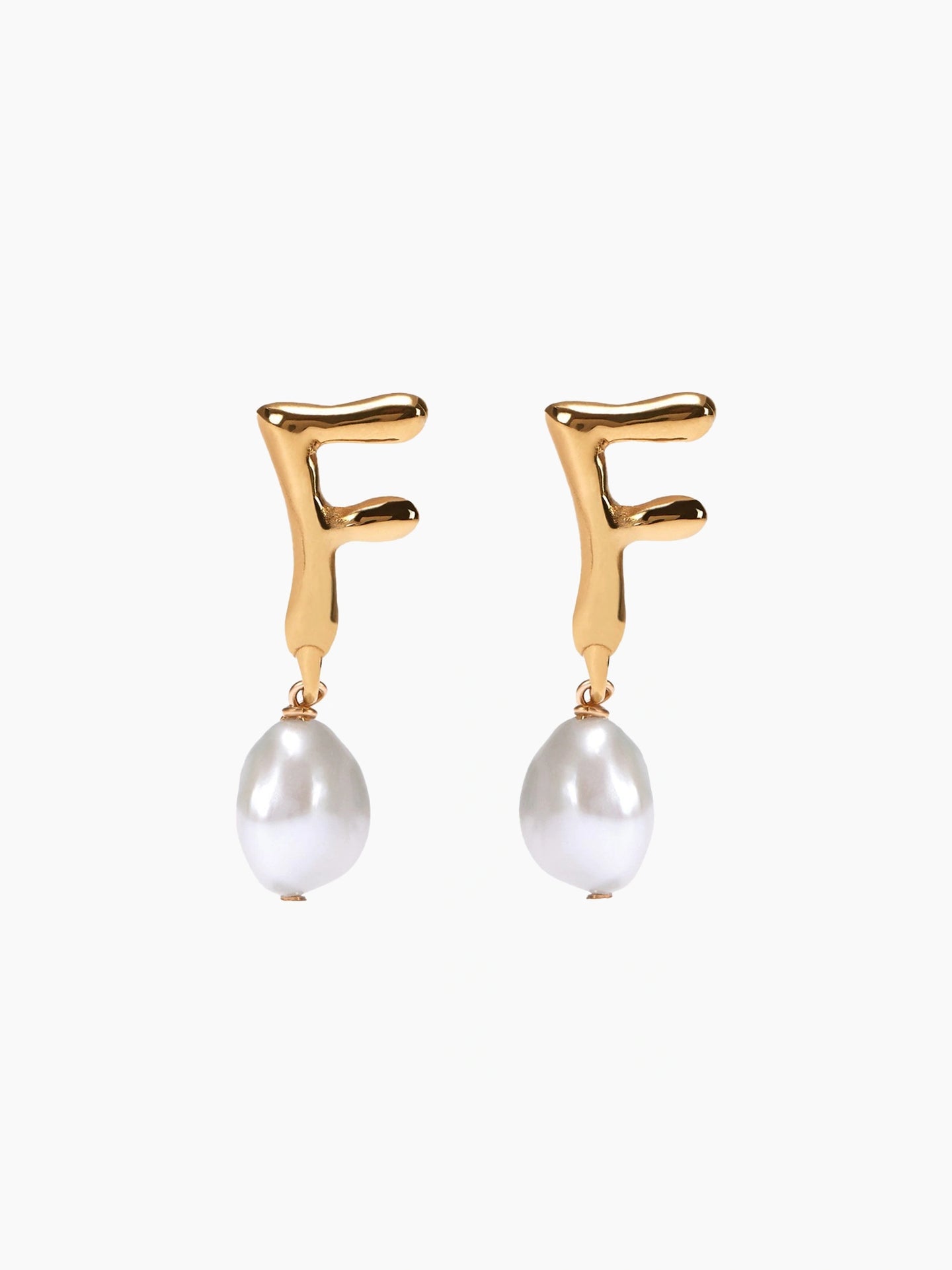 Gold Pearl Letter Earrings