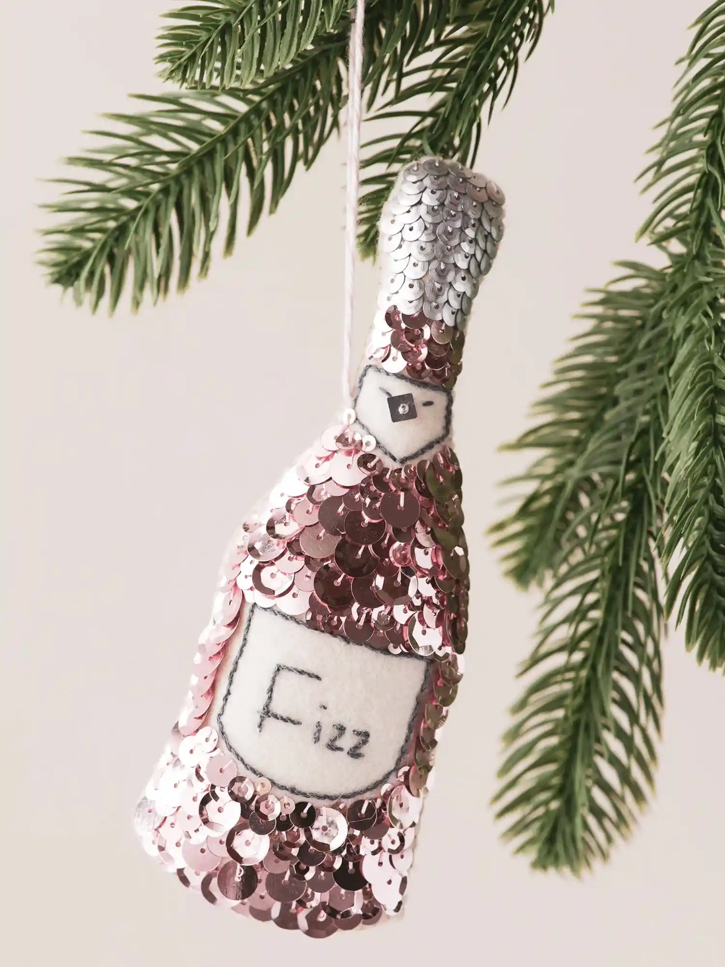 Rosé Champagne Sequin Ornament