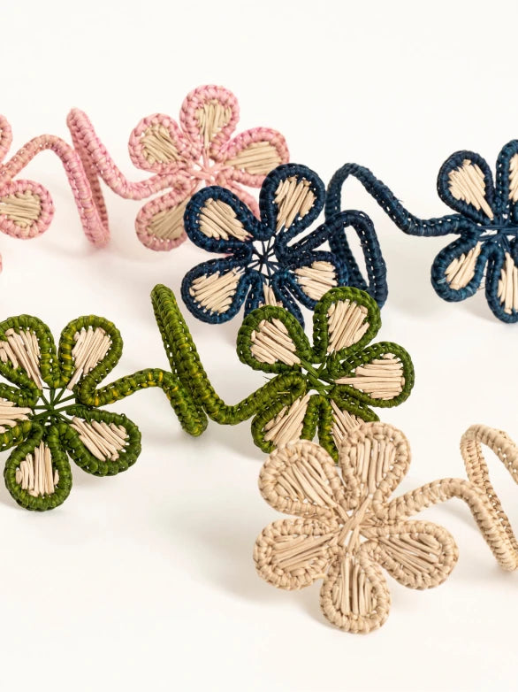 Rolled Flowers Napkin Ring Set