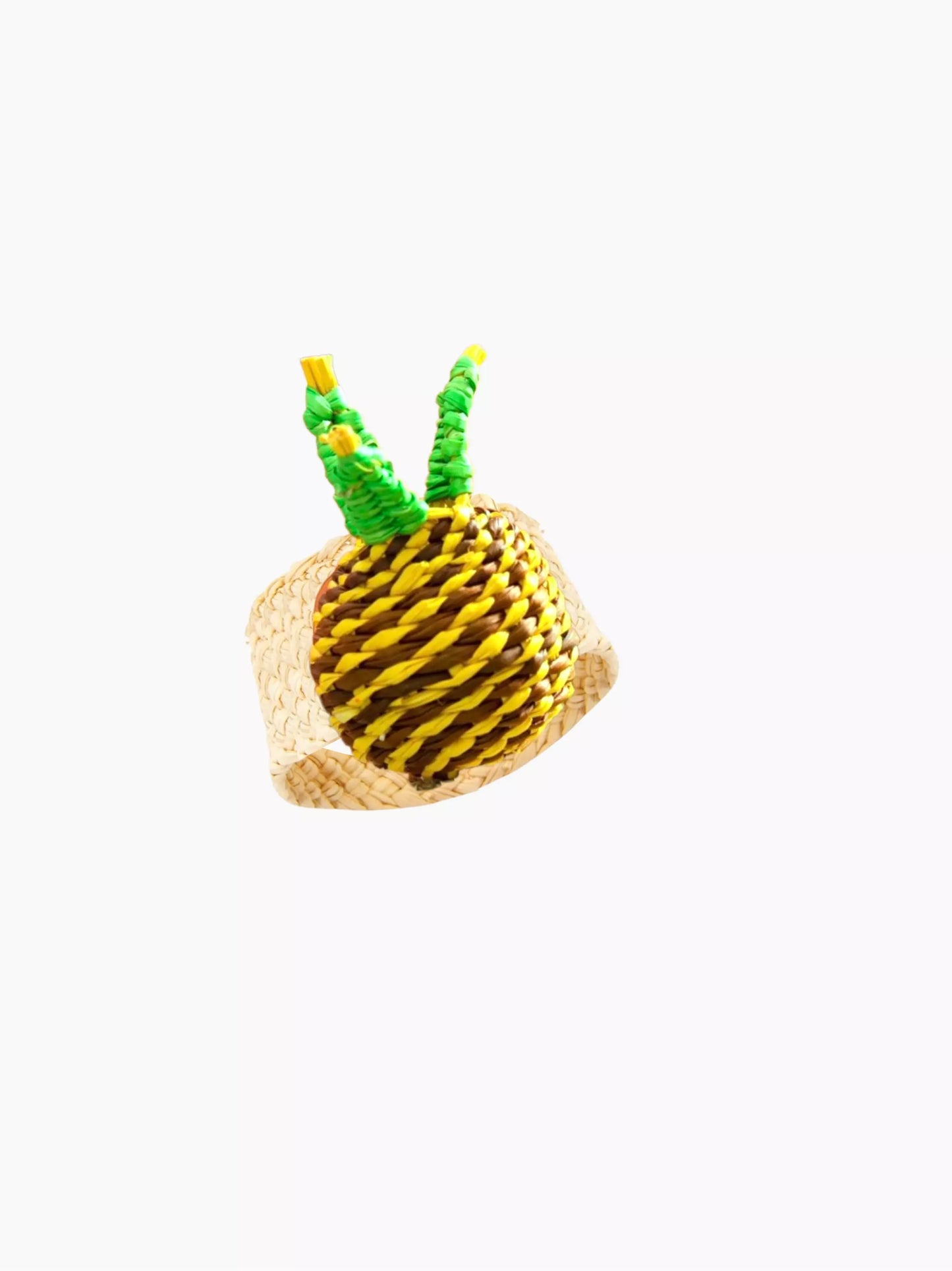 Woven Straw Pineapple Napkin Rings Set of 4