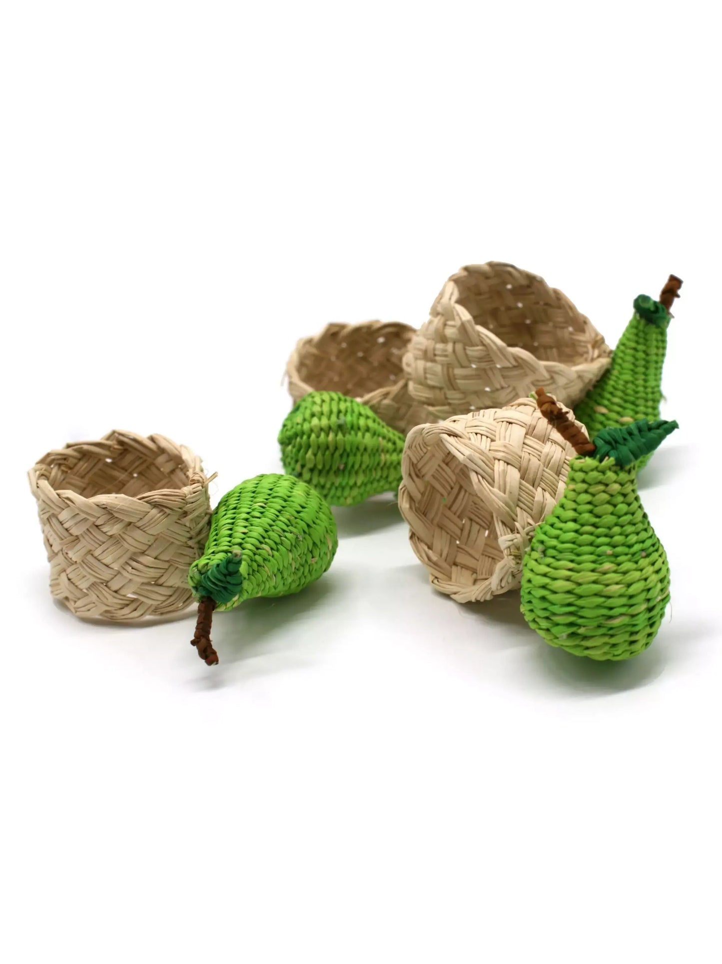 Woven Straw Pear Napkin Rings Set of 4