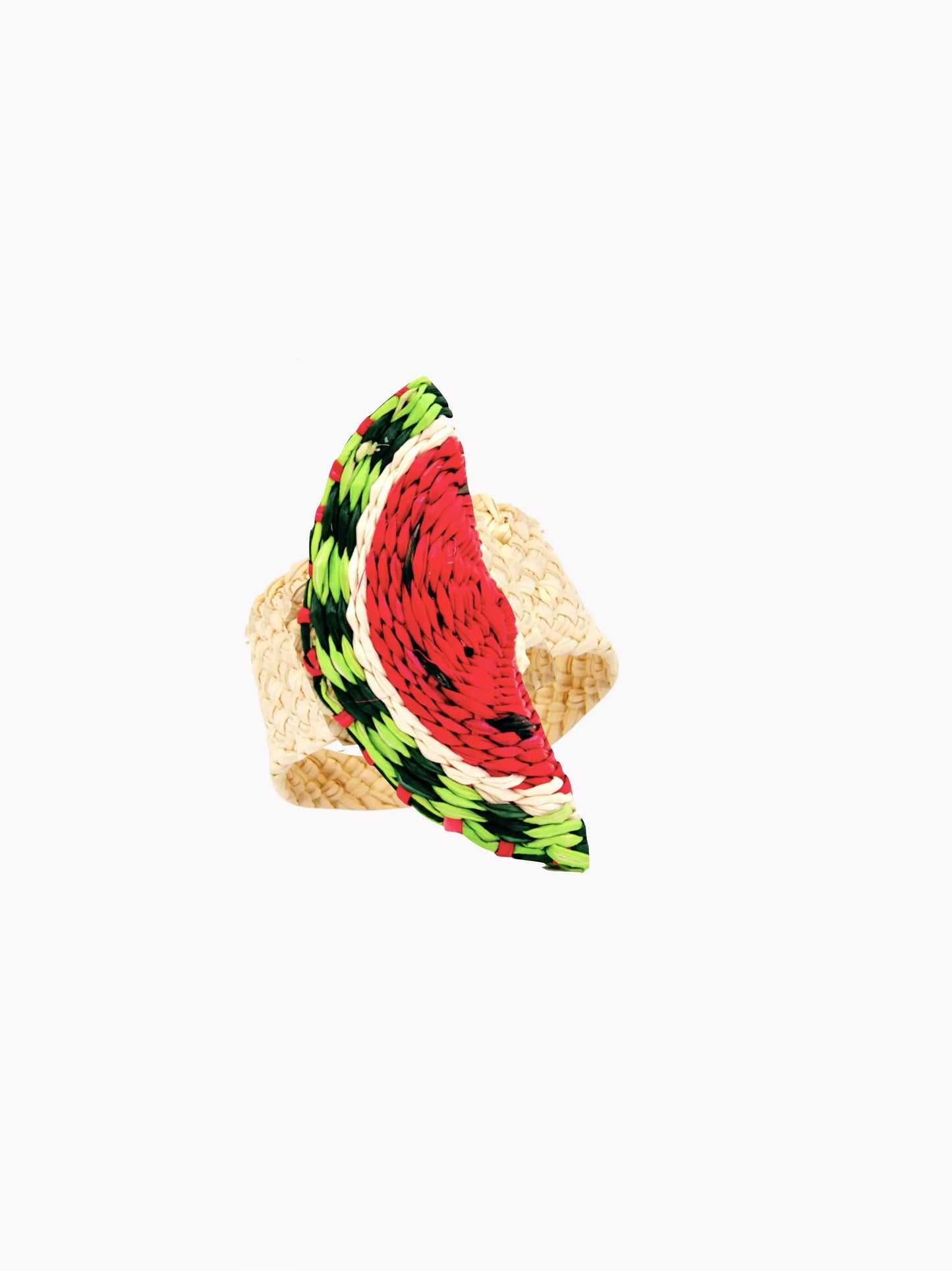Woven Straw Watermelon Napkin Rings Set of 4