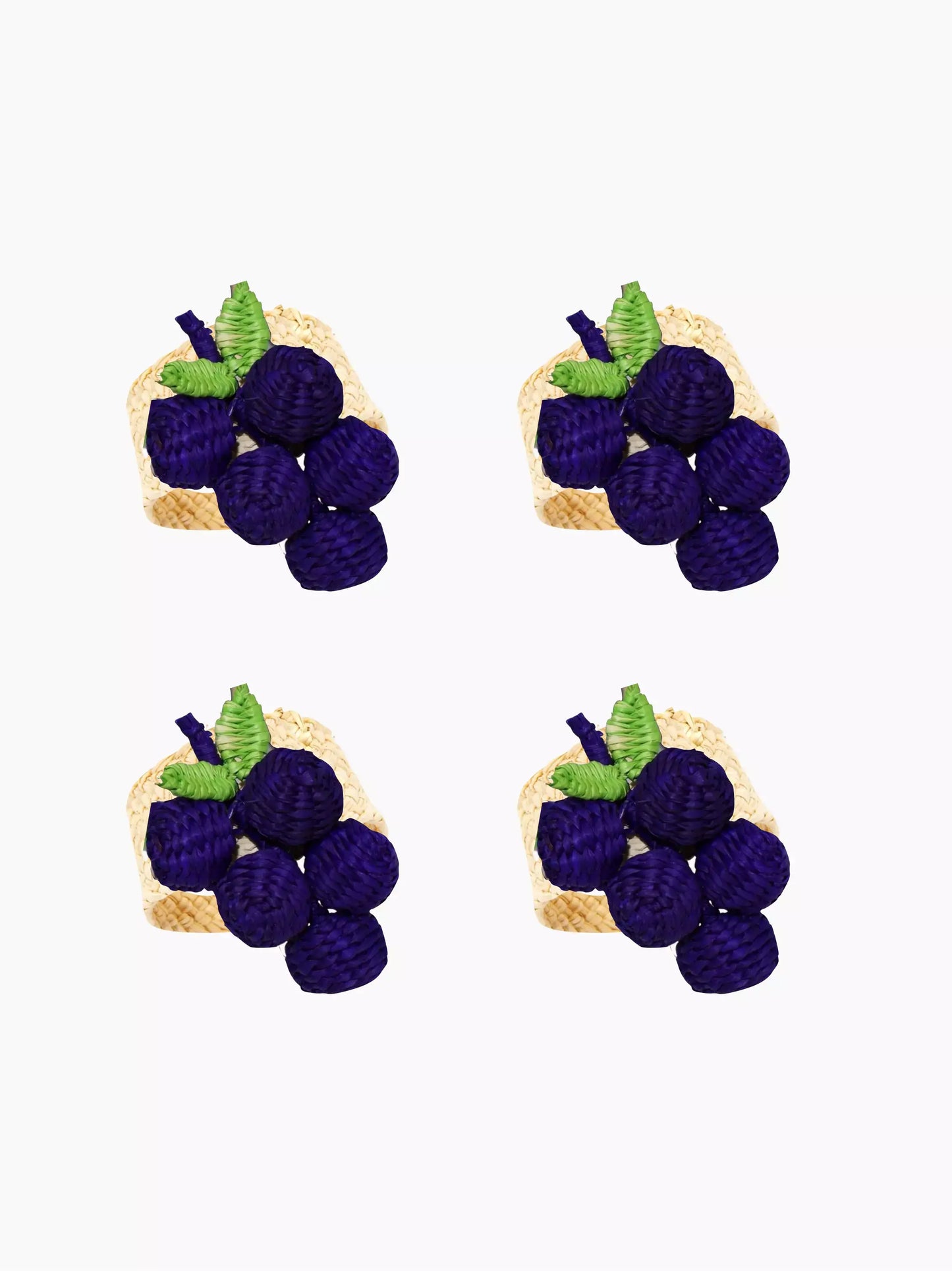 Woven Straw Grape Napkin Rings Set of 4