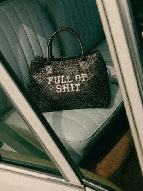 Exclusive Full Of Shit Embroidered Woven Bag