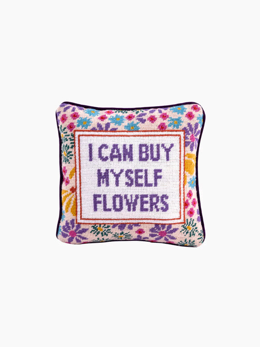 I Can Buy Myself Flowers Needlepoint Pillow