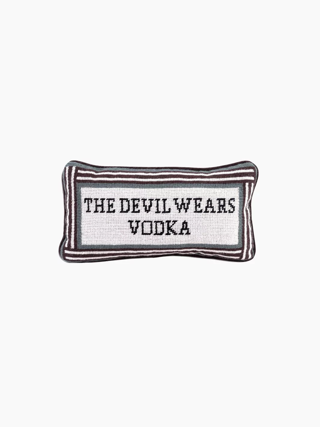 Devil Wears Vodka Needlepoint Pillow