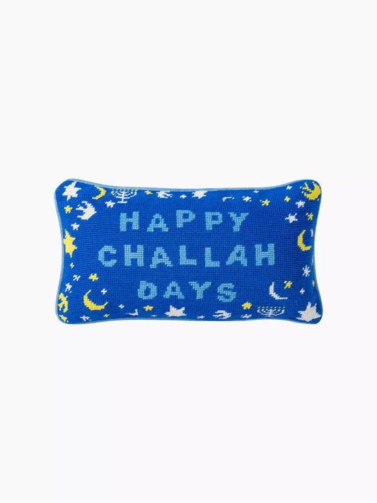 Happy Challah Days Needlepoint Pillow