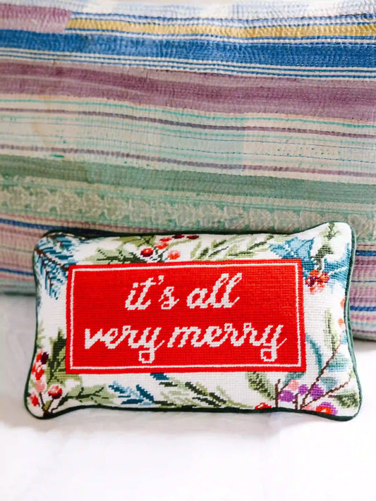 Very Merry Needlepoint Pillow