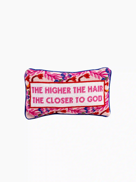 Higher The Hair Needlepoint Pillow