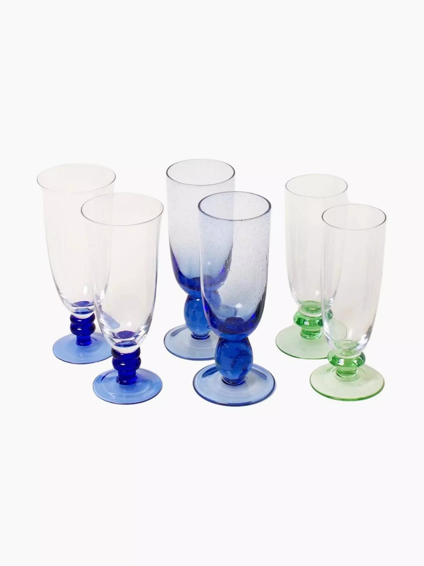 Green and Blue Flute Set of 6