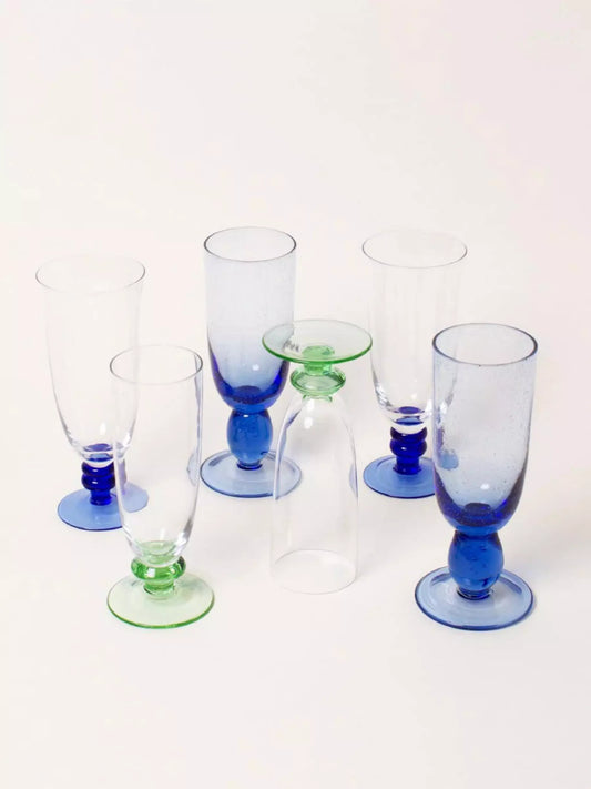Green and Blue Flute Set of 6