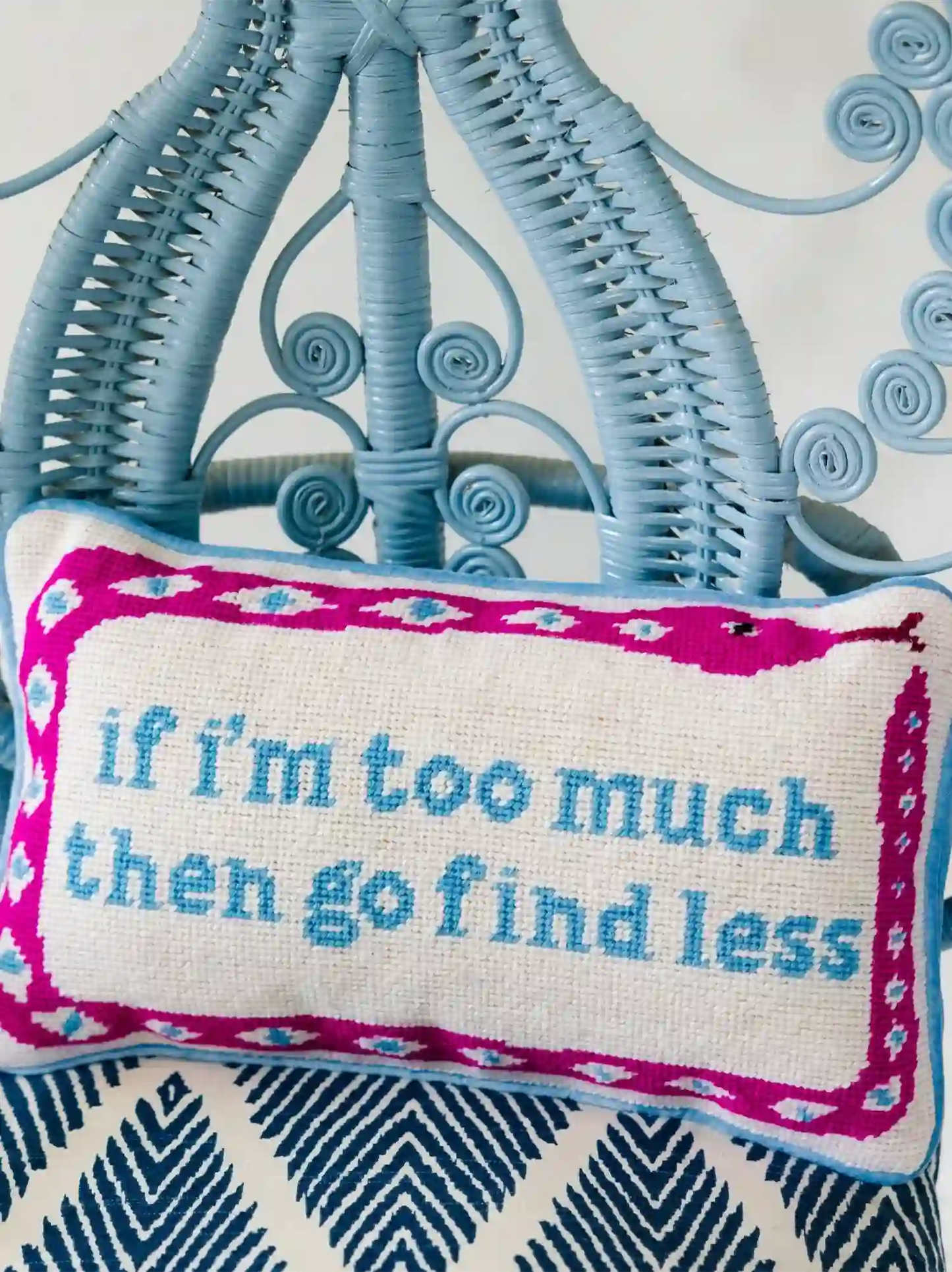 Go Find Less Needlepoint Pillow