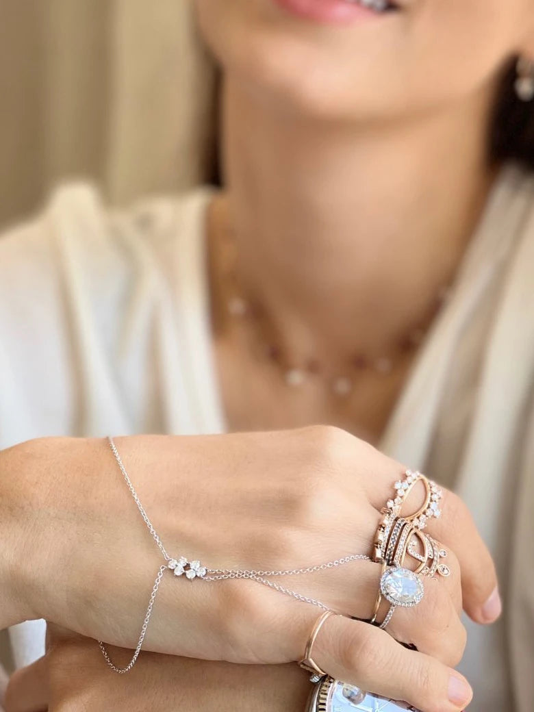 Gold Diamond Hand Bracelet