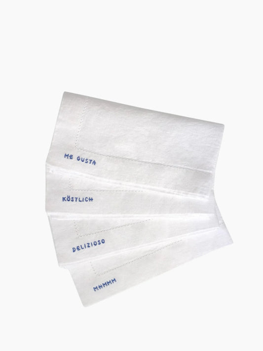 Gratitude Hemstitched Linen Napkins Set of 4