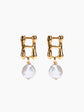 Gold Pearl Letter Earrings