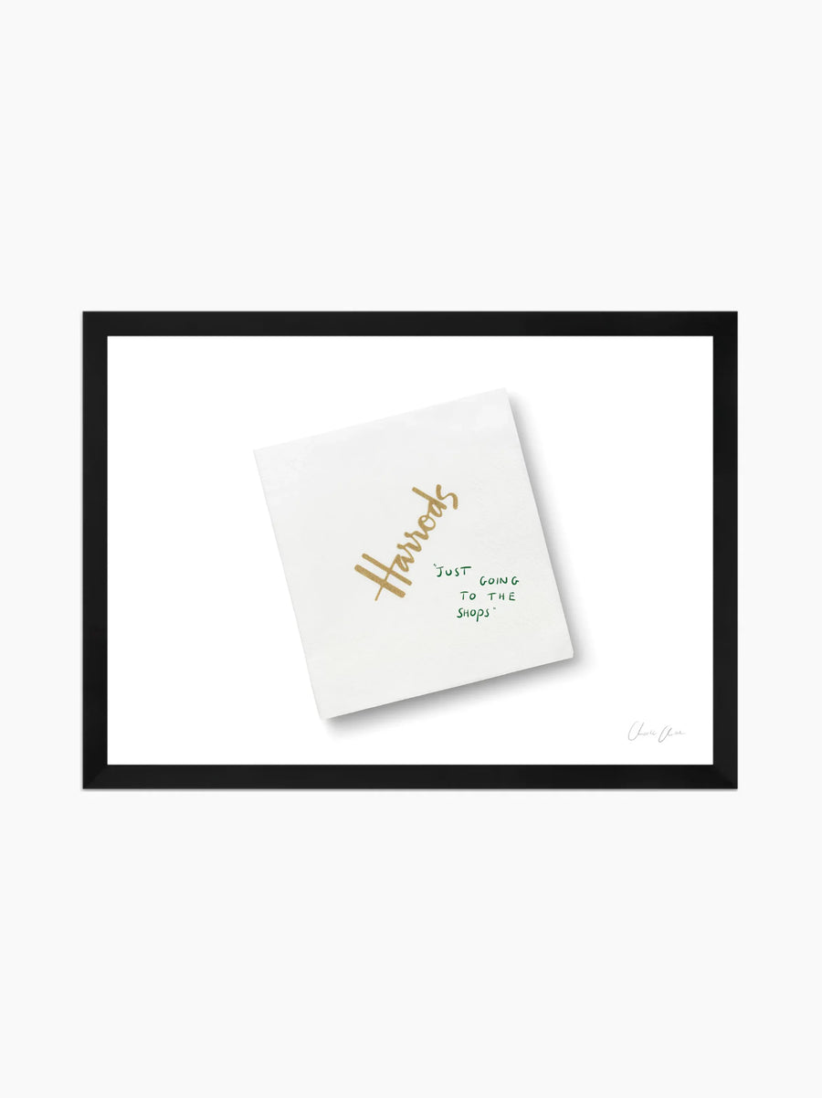 Napkin at Harrods Framed Art Print
