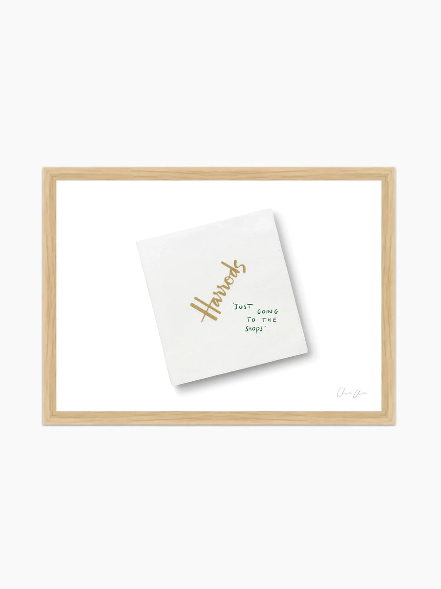 Napkin at Harrods Framed Art Print