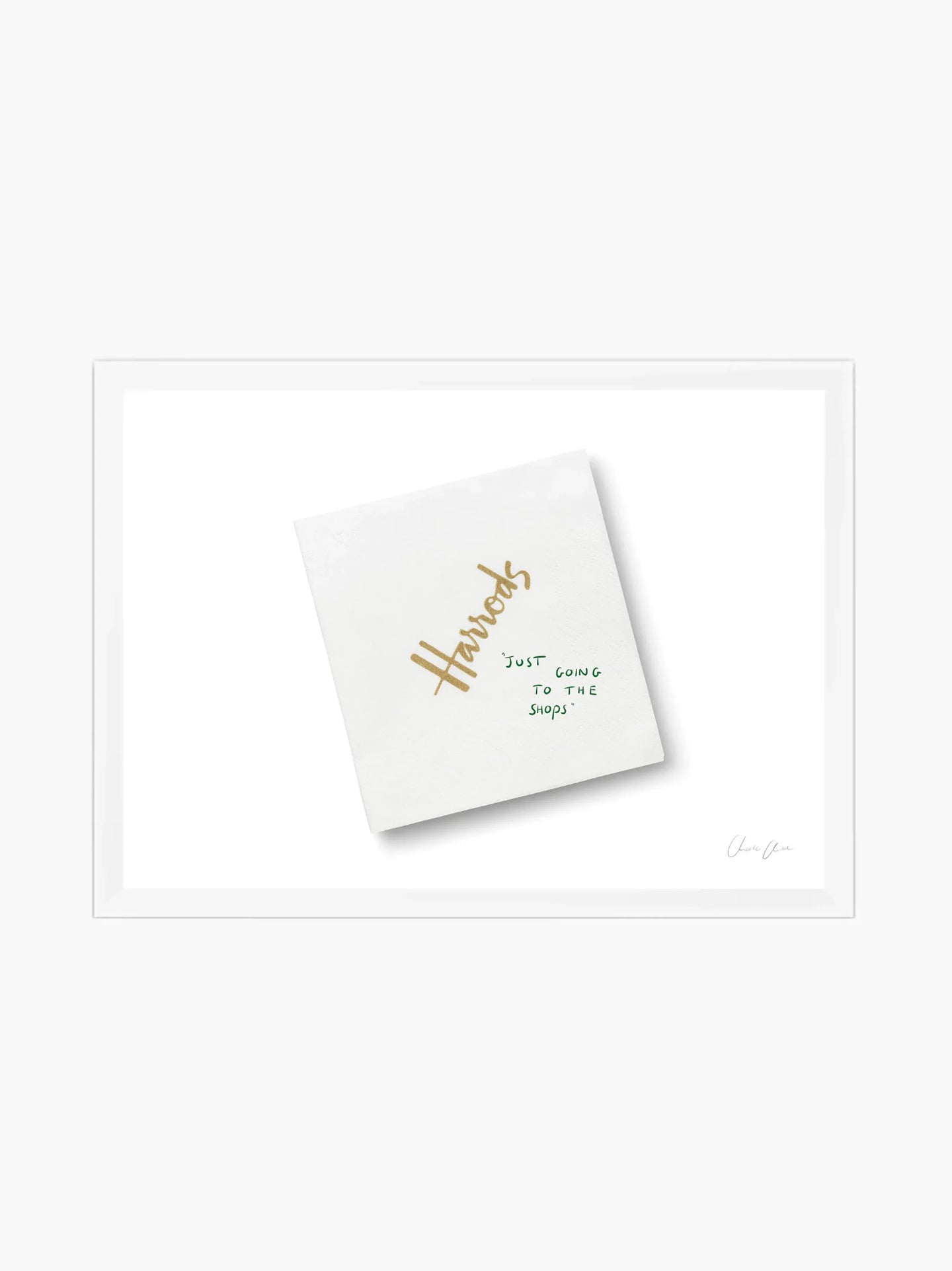 Napkin at Harrods Framed Art Print