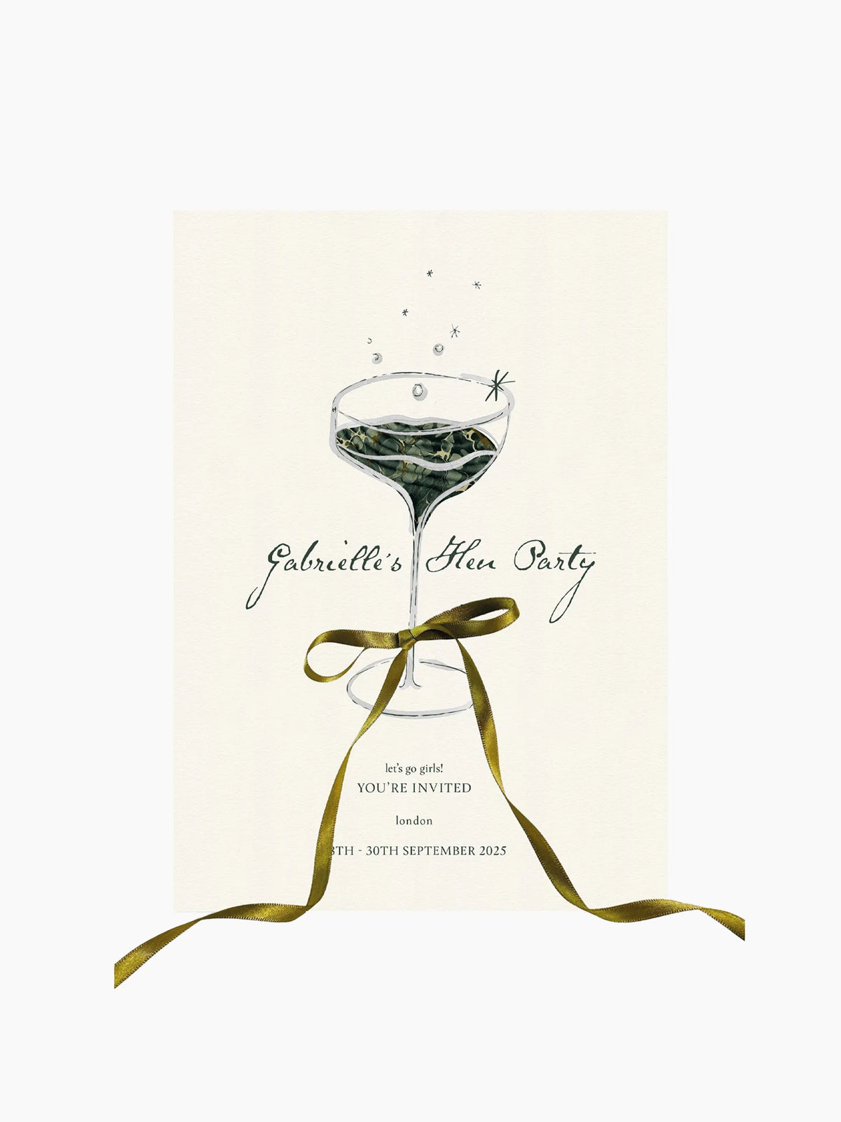 Green Hen Party Invite Card