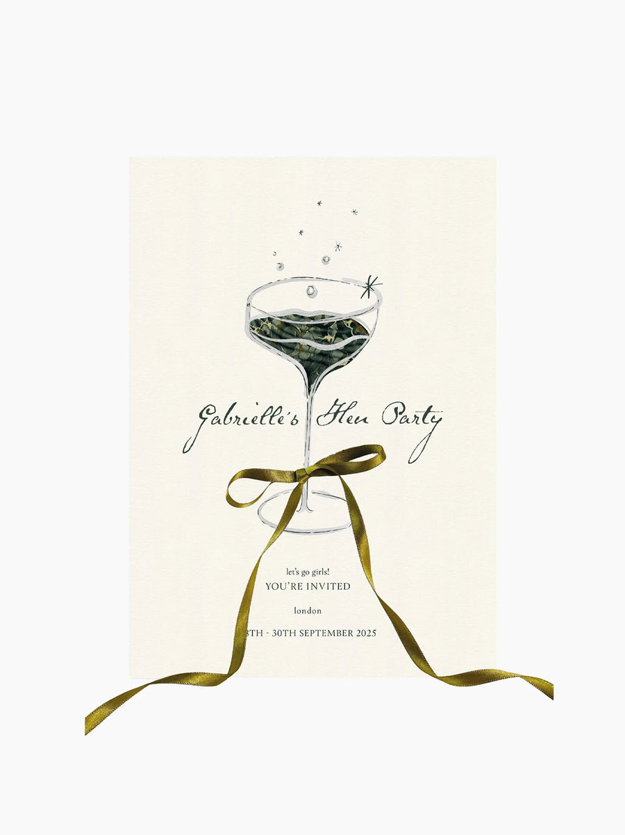 Green Hen Party Invite Card