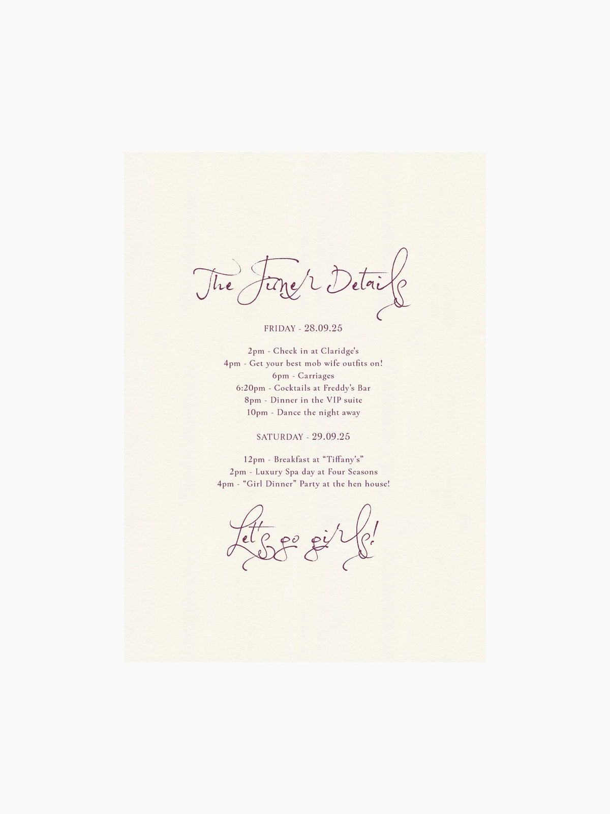 Purple Hen Party Invite Card