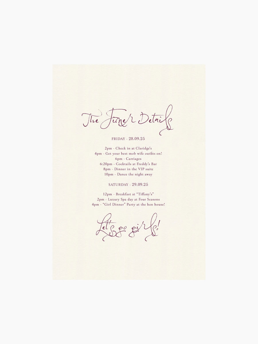 Purple Hen Party Invite Card