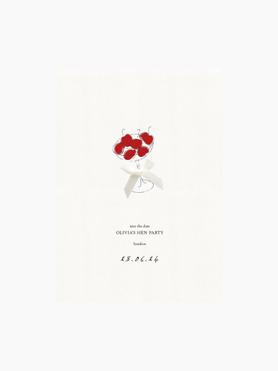 Red Martini Hen Party Invite Card