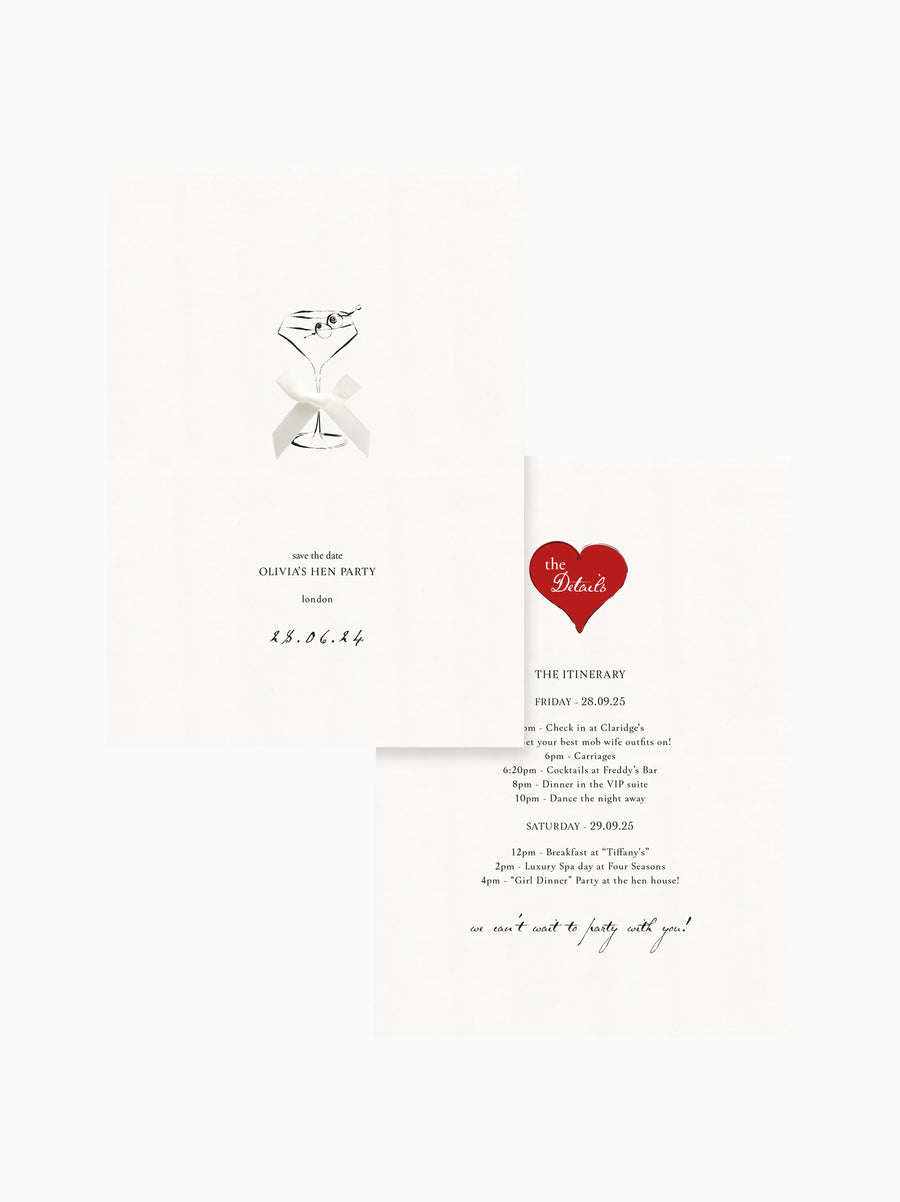 Red Martini Hen Party Invite Card