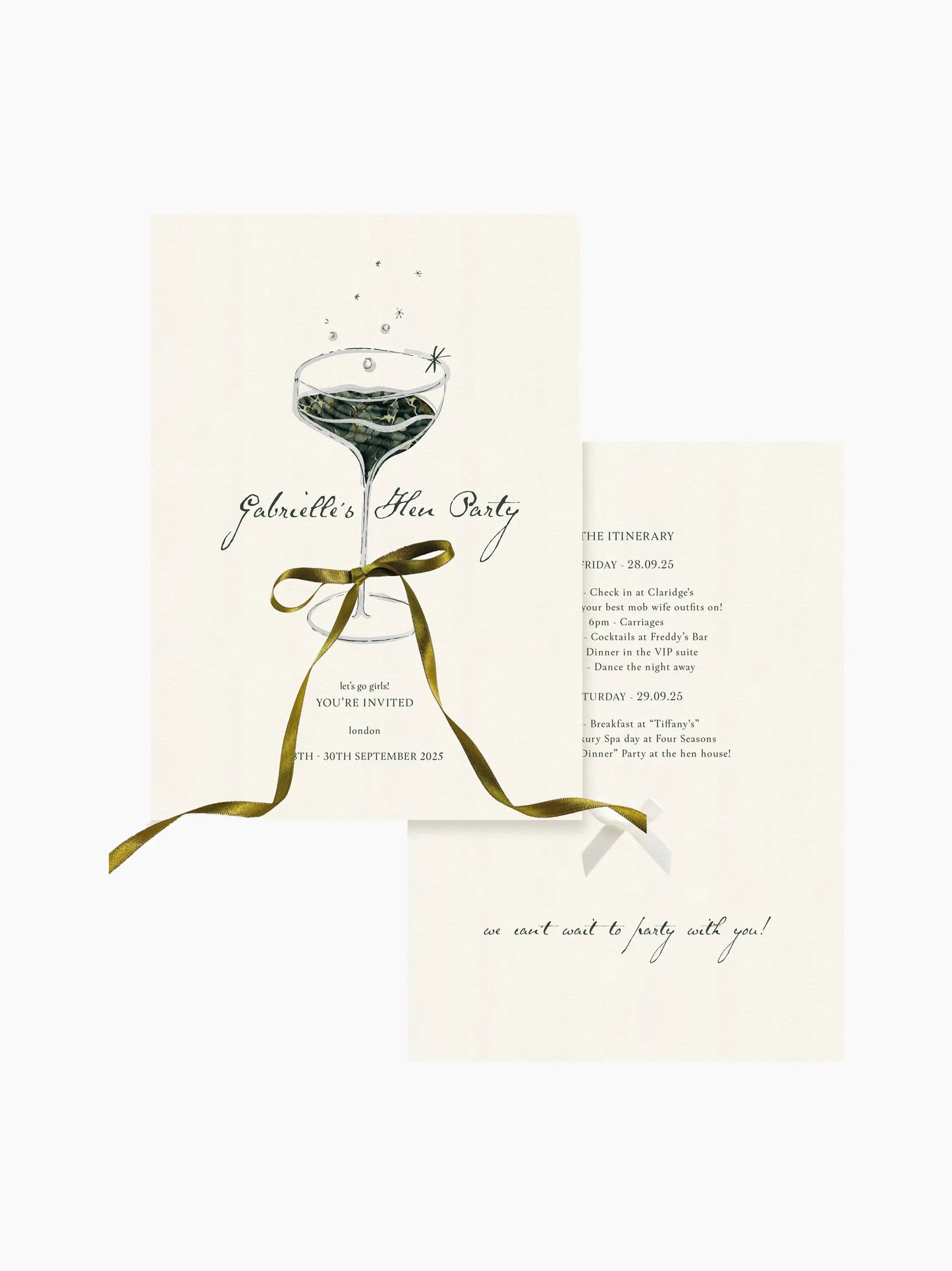 Green Hen Party Invite Card