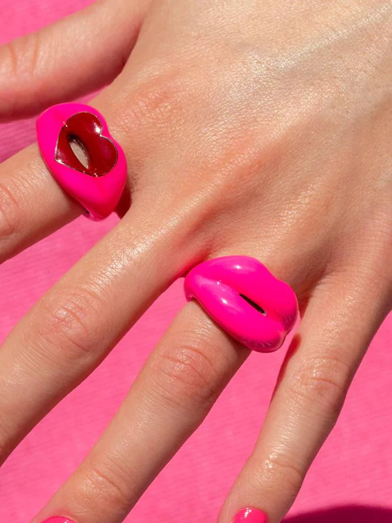 Neon Pink Lips Ring