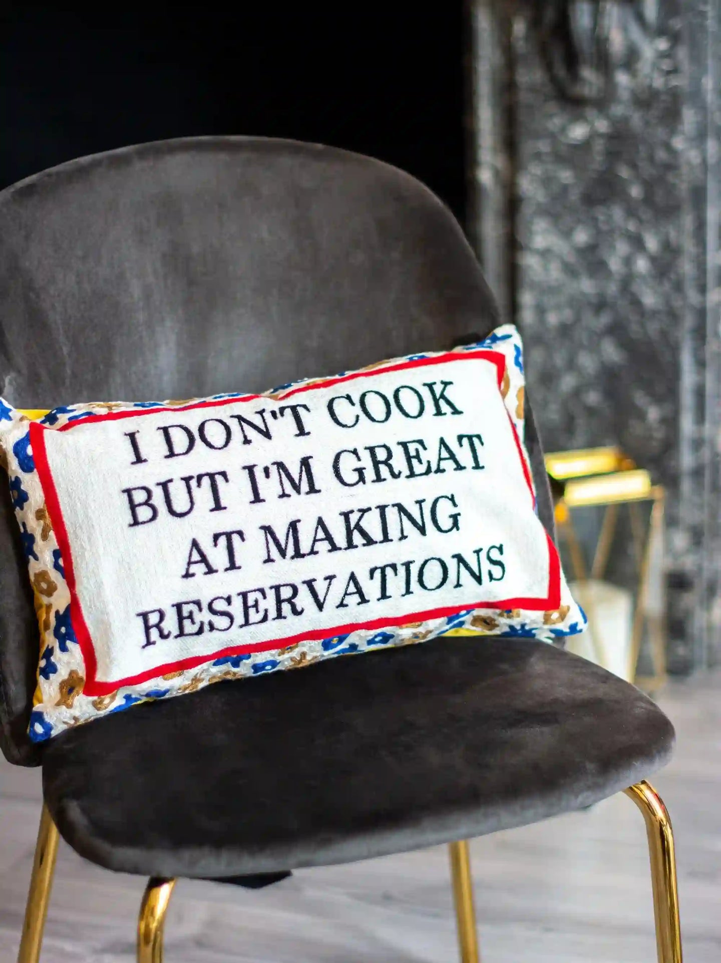 I Don't Cook Needlepoint Cushion
