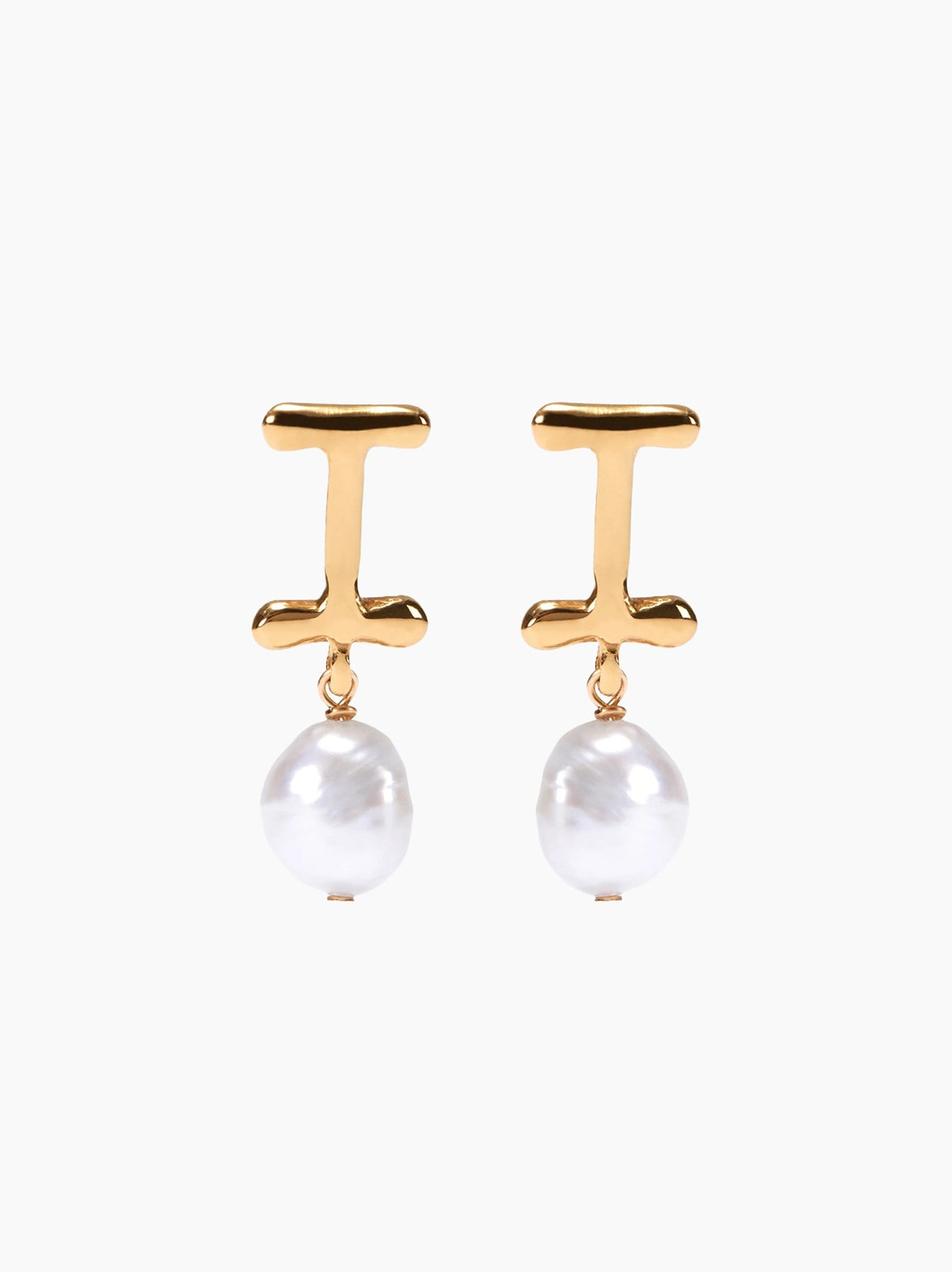 Gold Pearl Letter Earrings