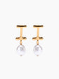 Gold Pearl Letter Earrings