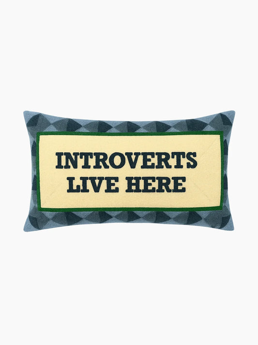 Introverts Live Here Needlepoint Cushion