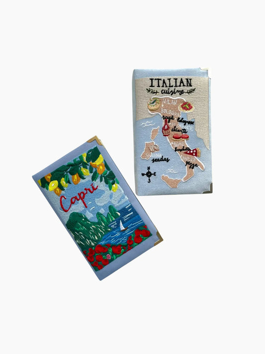 Italian Map Embroidered Clutch